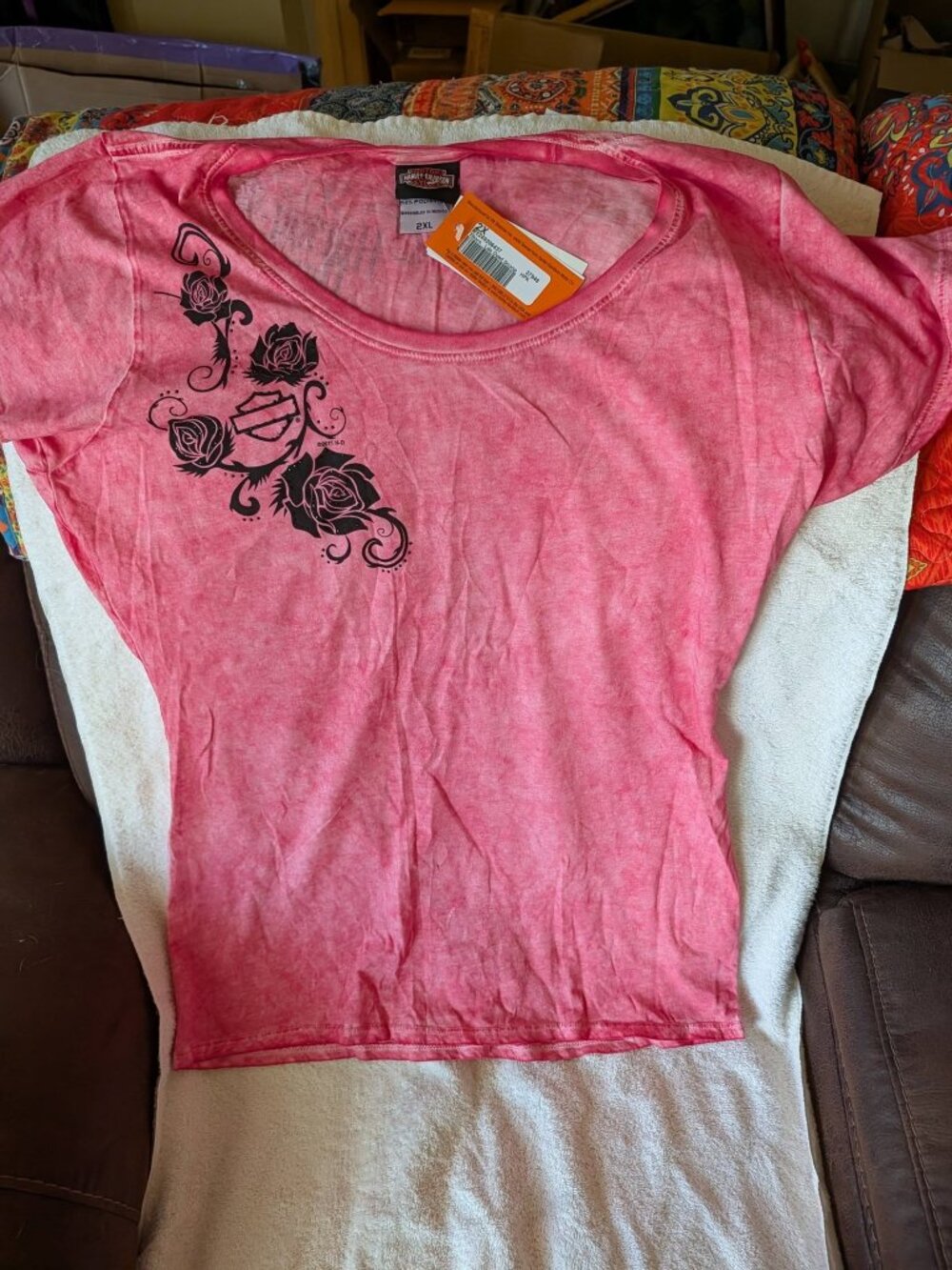NWT HD Womens Pink Acid Wash Shirt - Size 2XL (Smoky Mountain HD)